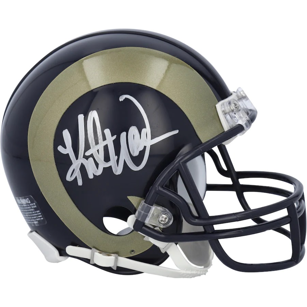 KURT WARNER Autographed St. Louis Rams Throwback Mini Helmet FANATICS
