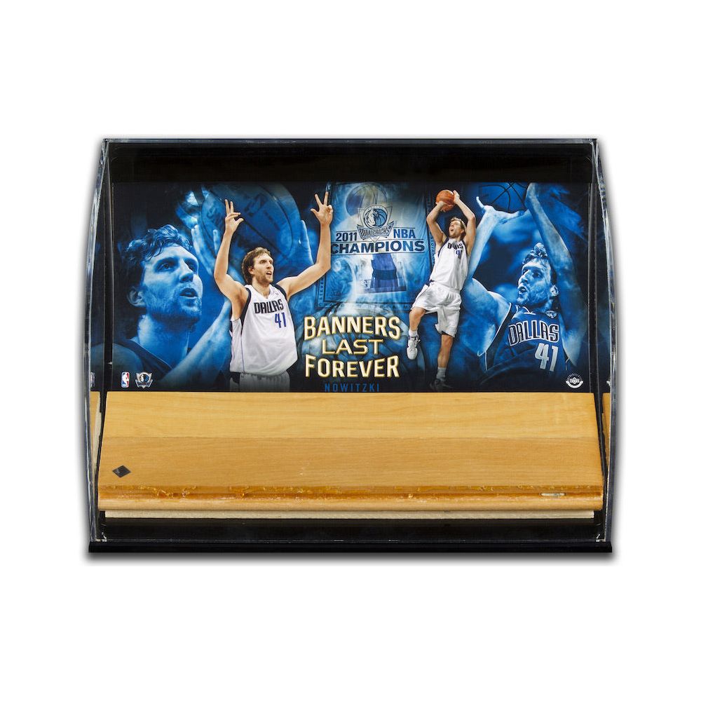 Dirk Nowitzki Dallas Mavericks Game Used Floor Curve Display UDA
