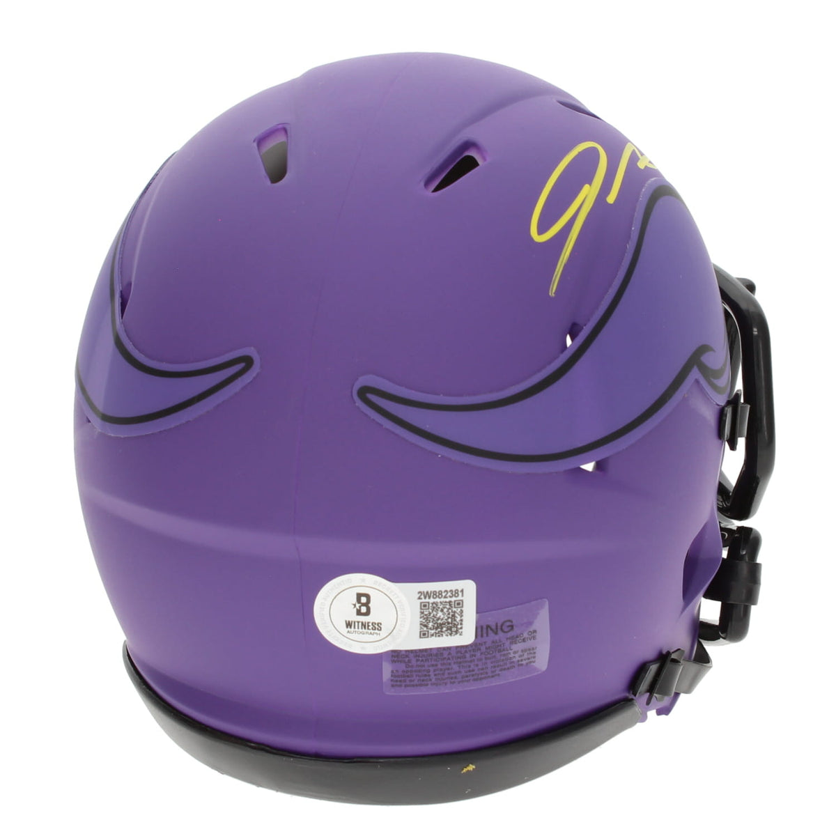 Jordan Addison Autographed Minnesota Vikings RAVE Speed Mini Helmet Beckett