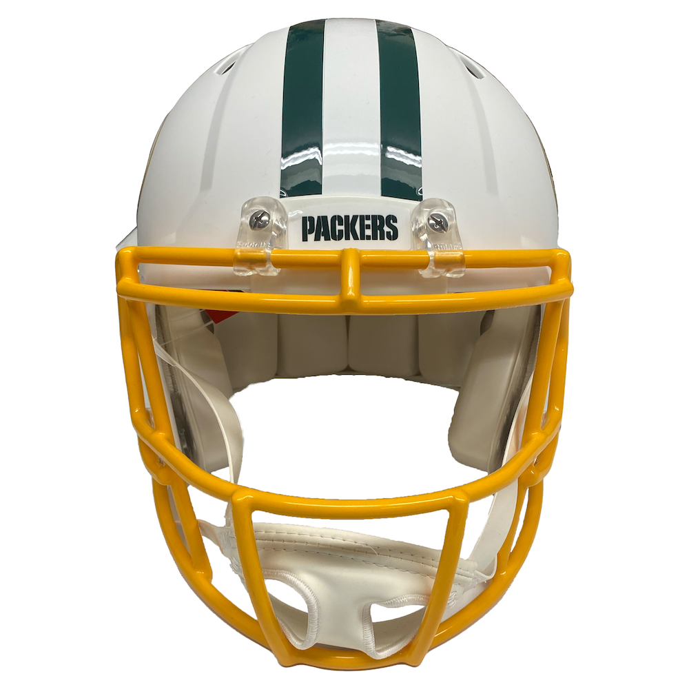 AARON RODGERS Autographed Packers White Matte Authentic Speed Helmet FANATICS