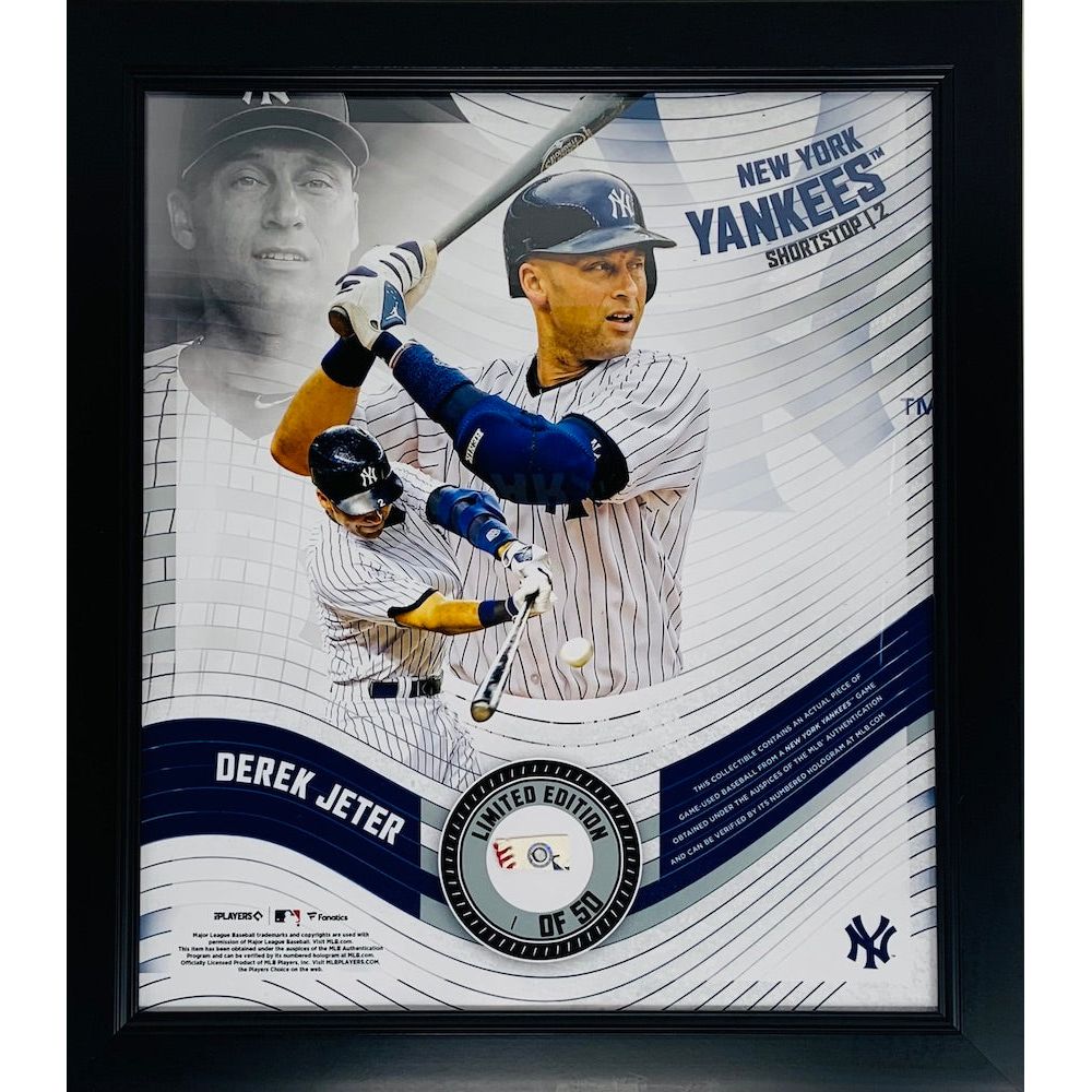 DEREK JETER NY Yankees Framed 15" x 17" Game Used Baseball Collage LE 1/50