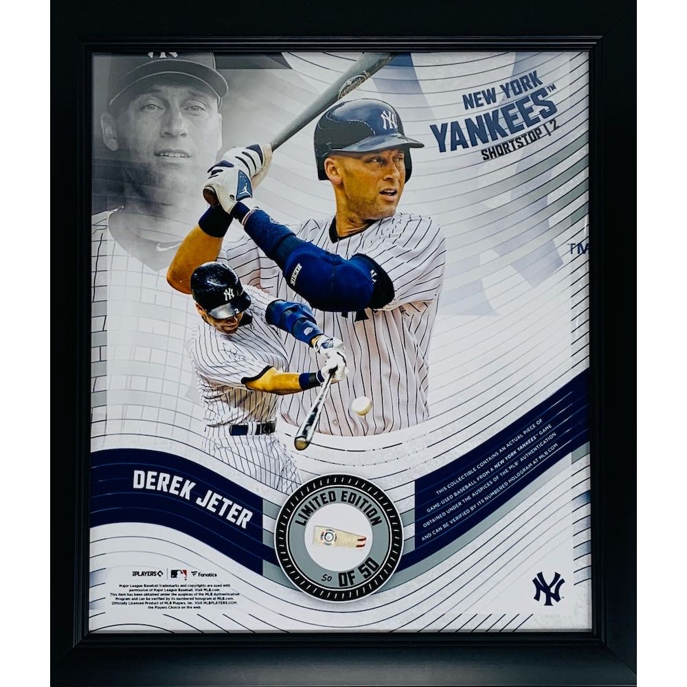 DEREK JETER NY Yankees Framed 15" x 17" Game Used Baseball Collage LE 50/50