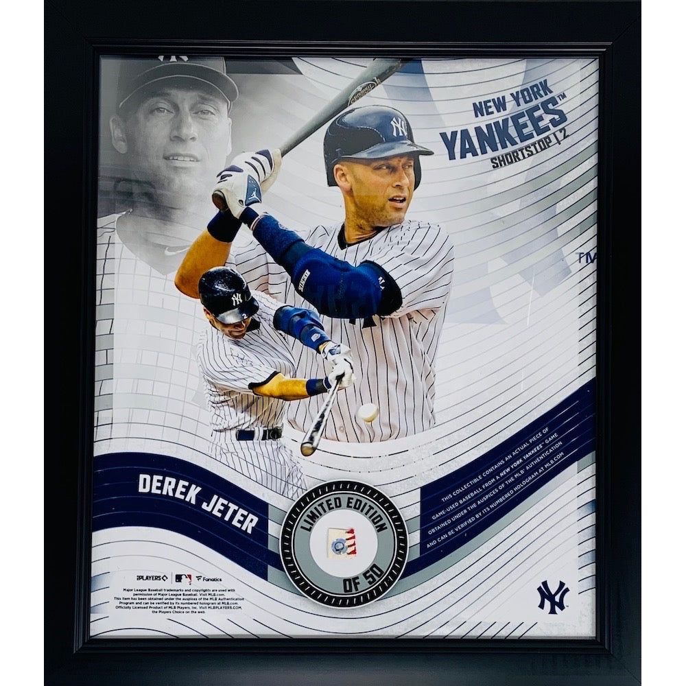 DEREK JETER Unsigned New York Yankees Framed 15" x 17" Game Used Baseball Collage LE 50