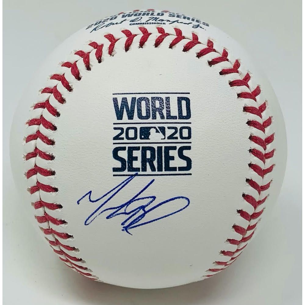 MOOKIE BETTS Los Angeles Dodgers Autographed 2020 World Series Logo Baseball FANATICS