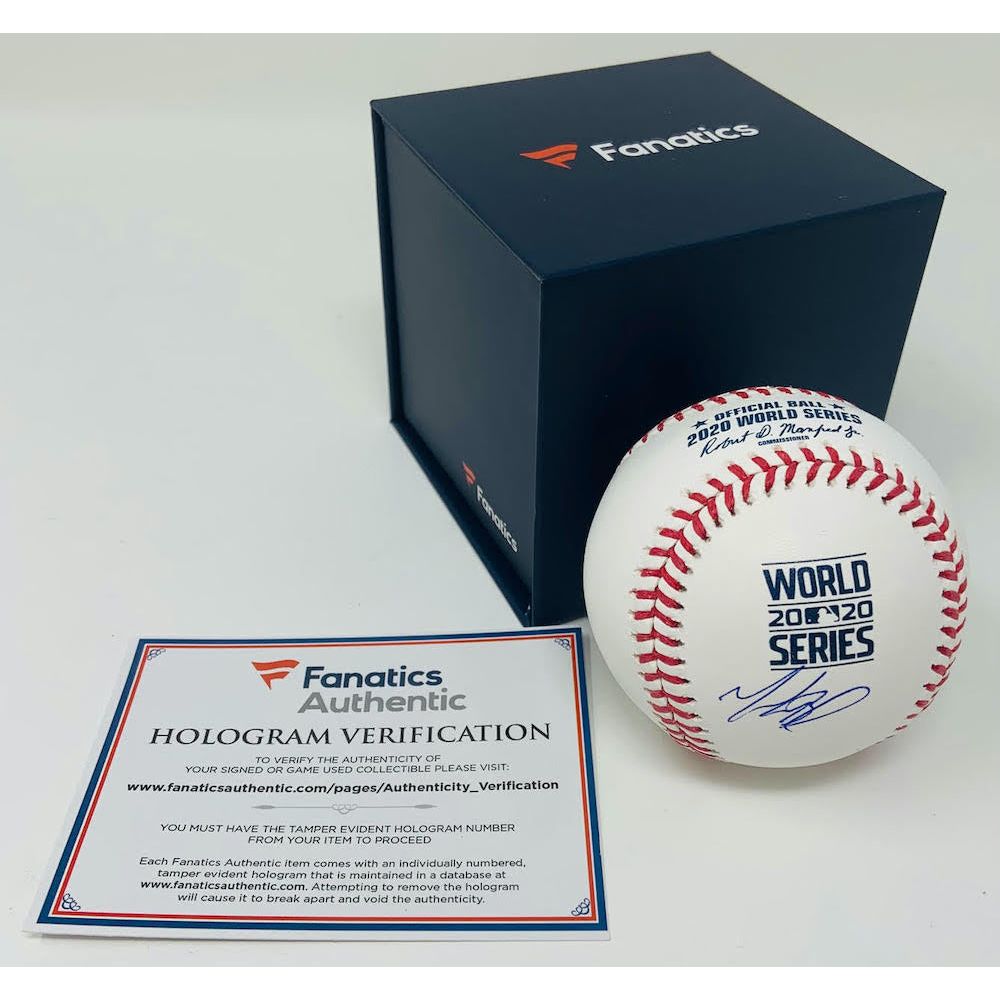 MOOKIE BETTS Los Angeles Dodgers Autographed 2020 World Series Logo Baseball FANATICS