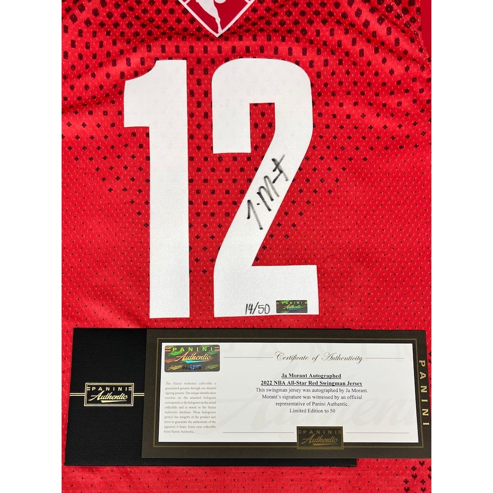 JA MORANT Autographed Memphis Grizzlies 2022 All Star Red Jersey PANINI LE 50