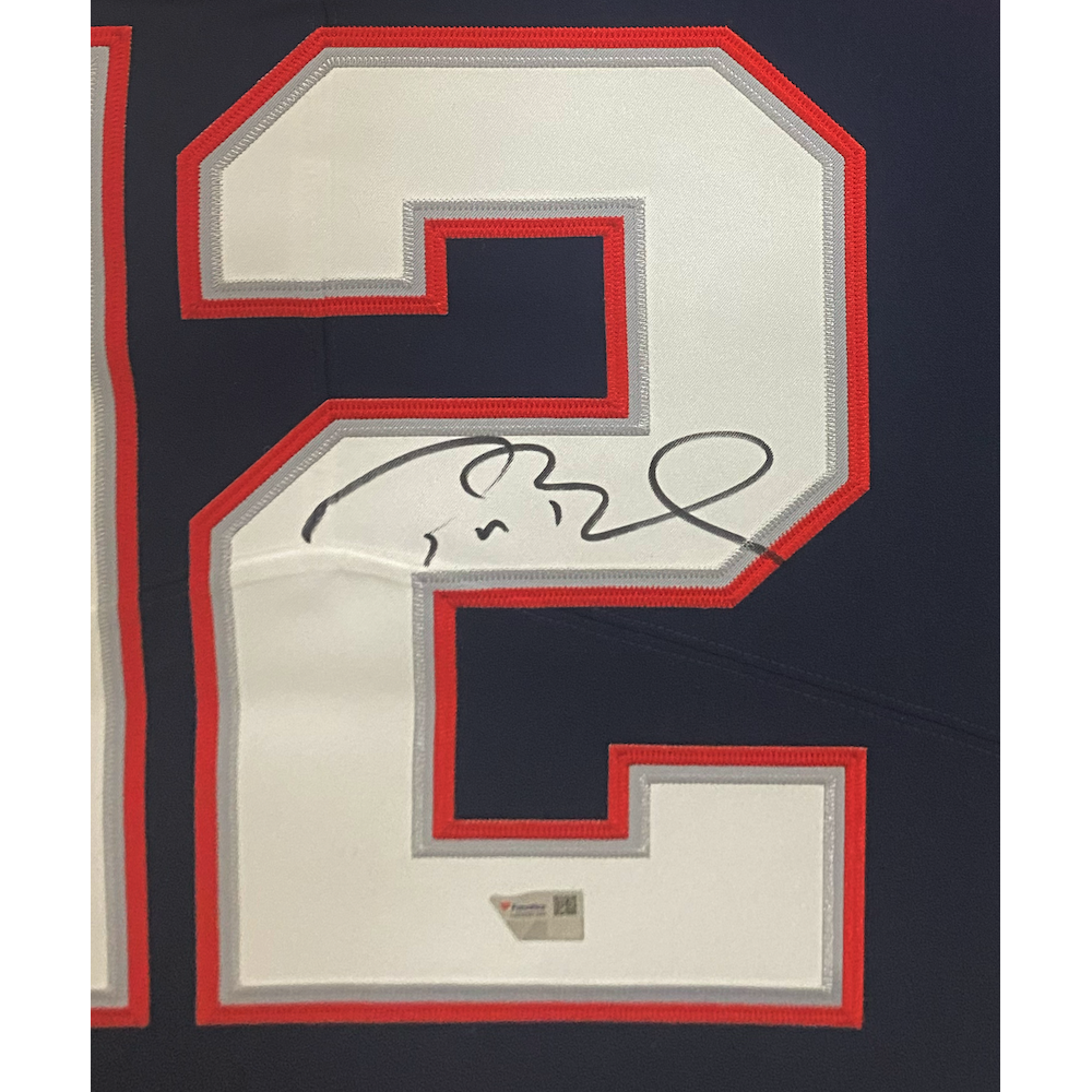 Tom Brady Autographed Patriots Nike Elite 35" x 42" Framed Color Rush Jersey Fanatics
