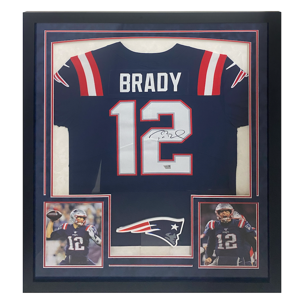 Tom Brady Autographed Patriots Nike Elite 35" x 42" Framed Color Rush Jersey Fanatics