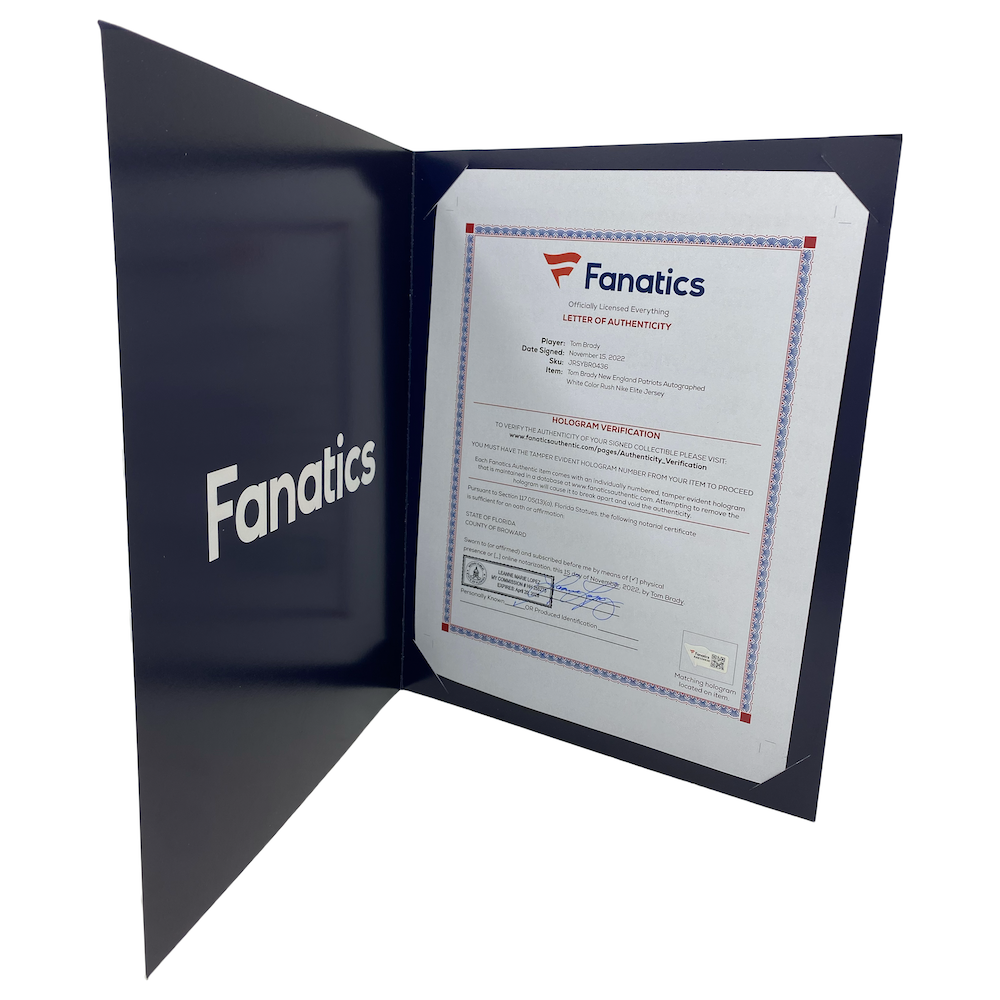 TOM BRADY Autographed NE Patriots Nike Elite White Color Rush Jersey FANATICS