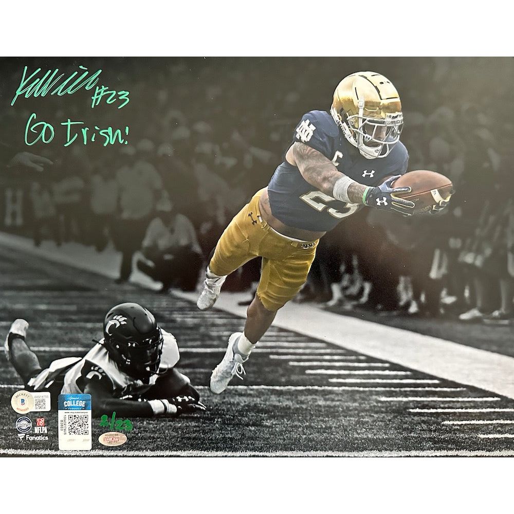 Kyren Williams Autographed (in green ink) & Inscribed "Go Irish" 11" x 14" Photo Beckett / GDL LE 23