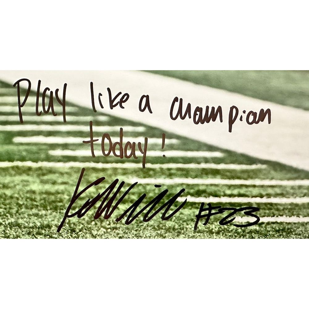 Kyren Williams Autographed (in black ink) & Inscribed "Play Like a Champion Today" 16" x 20" Photo Beckett / GDL LE 23