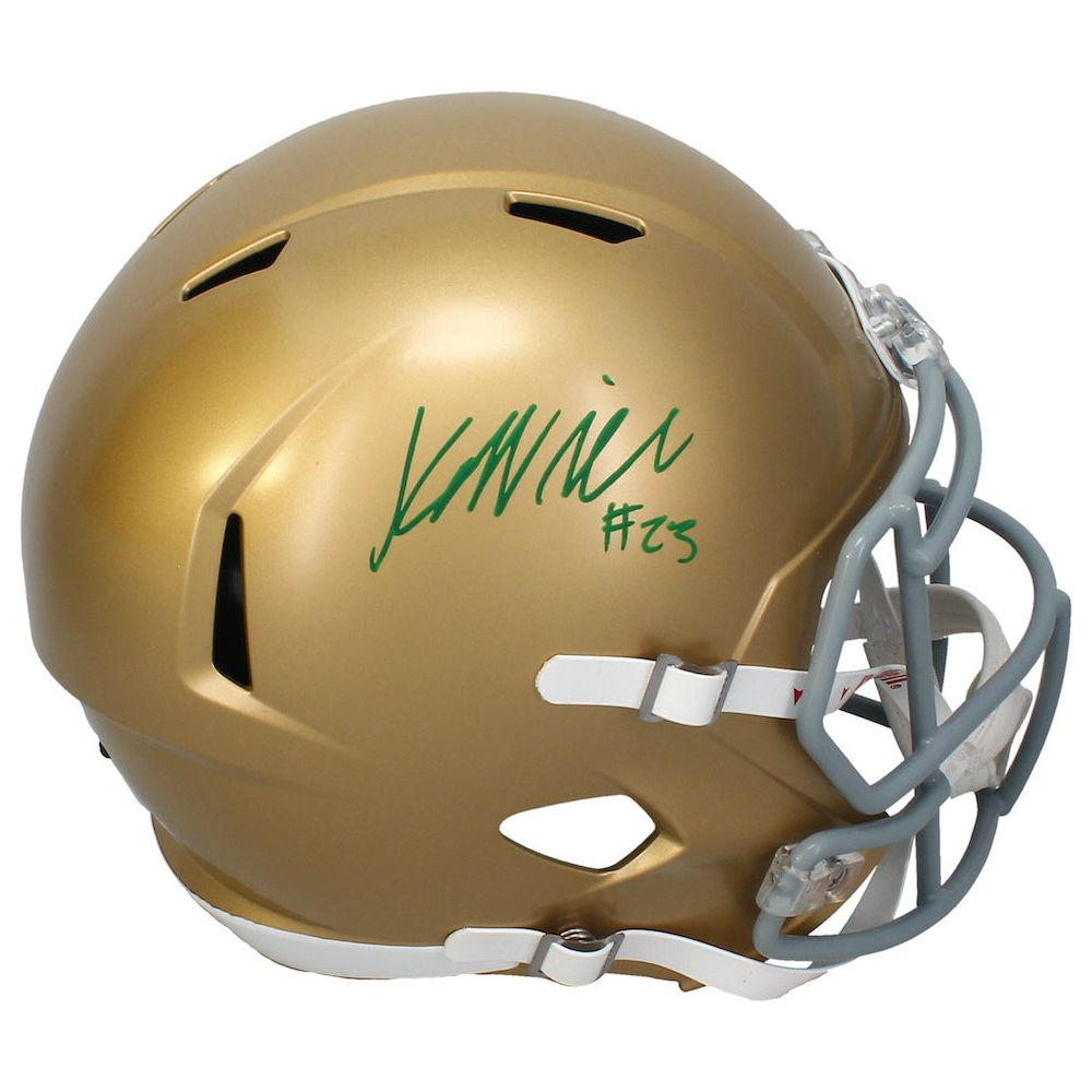Kyren Williams Autographed (Green Ink) Notre Dame Full Size Speed Helmet Beckett