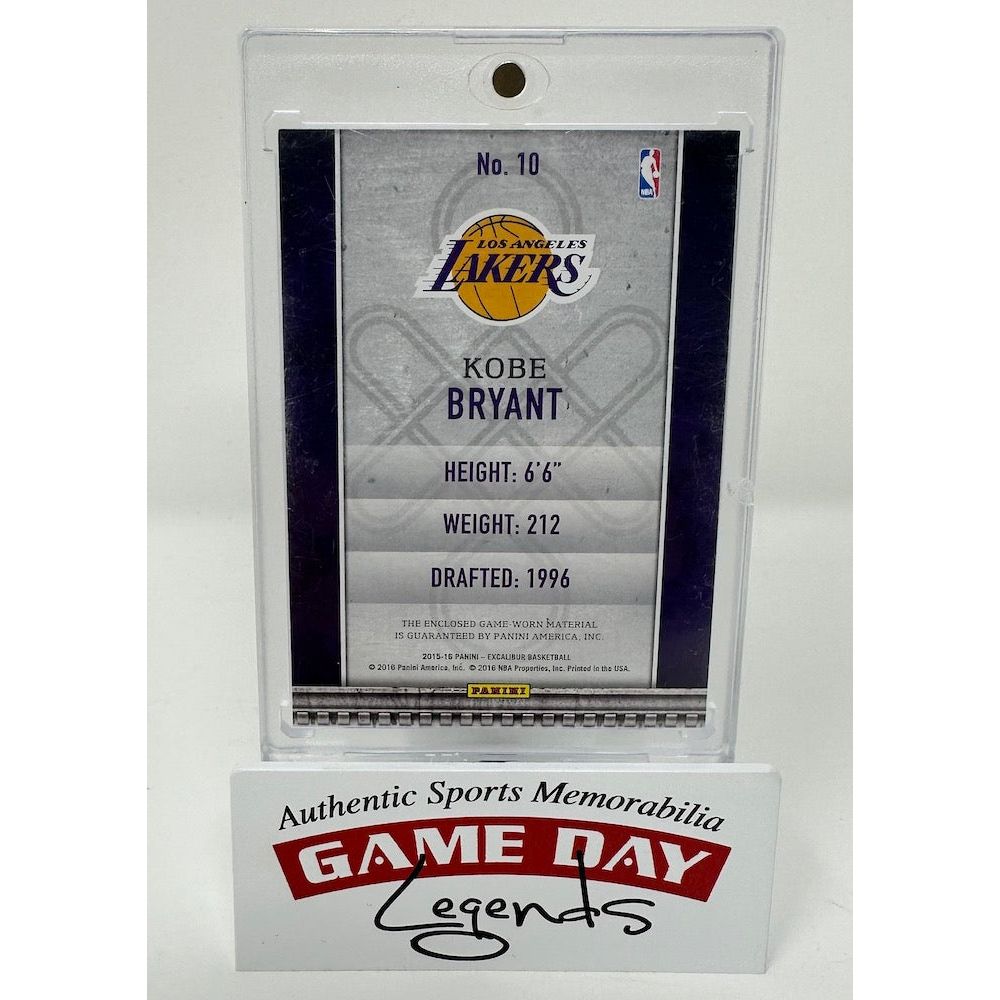 Kobe Bryant Los Angeles Lakers 2015-16 Panini Excalibur Memorable Memorabilia Game Worn Jersey