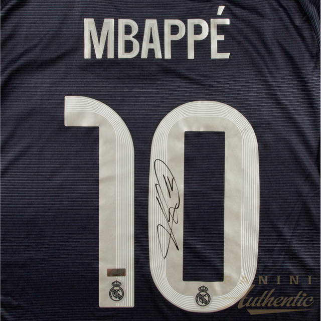 Kylian Mbappe Autographed 2025-26 Real Madrid Navy Nike Away Replica Jersey Panini