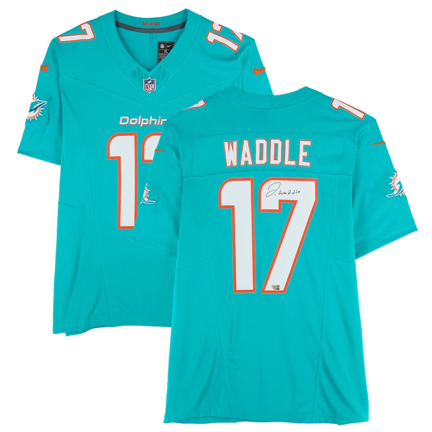 Jaylen Waddle Autographed Miami Dolphins Aqua Nike Game Jersey