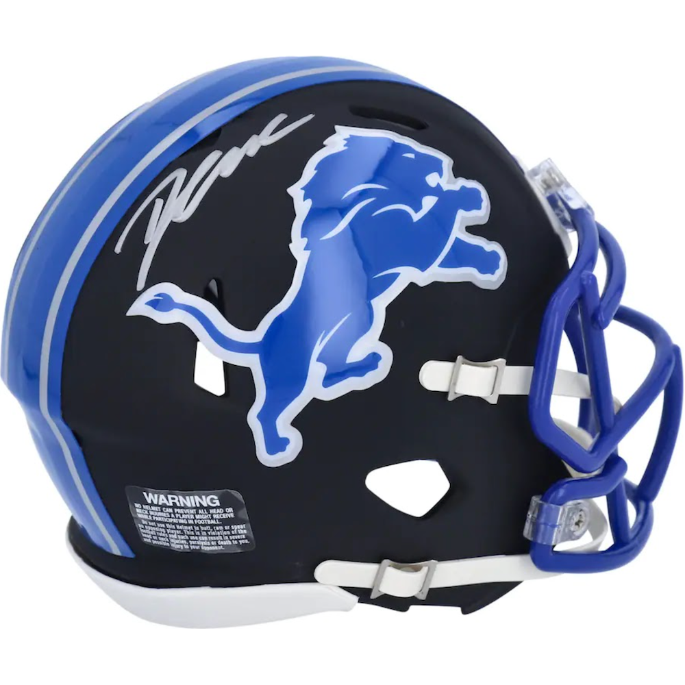 D'Andre Swift Autographed Lions Black Matte Mini Speed Helmet Fanatics