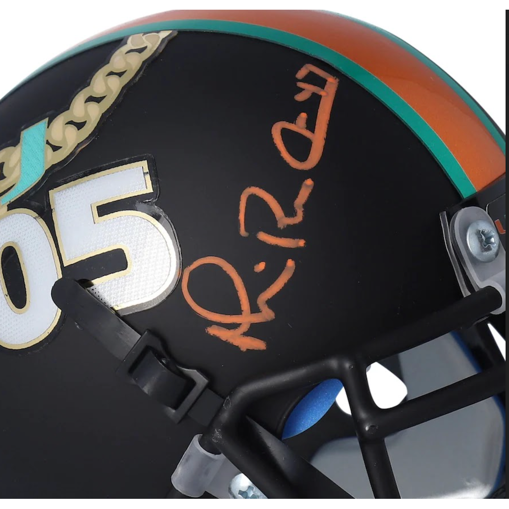 MICHAEL IRVIN Autographed Miami Hurricanes Turnover Chain Schutt Mini Helmet FANATICS