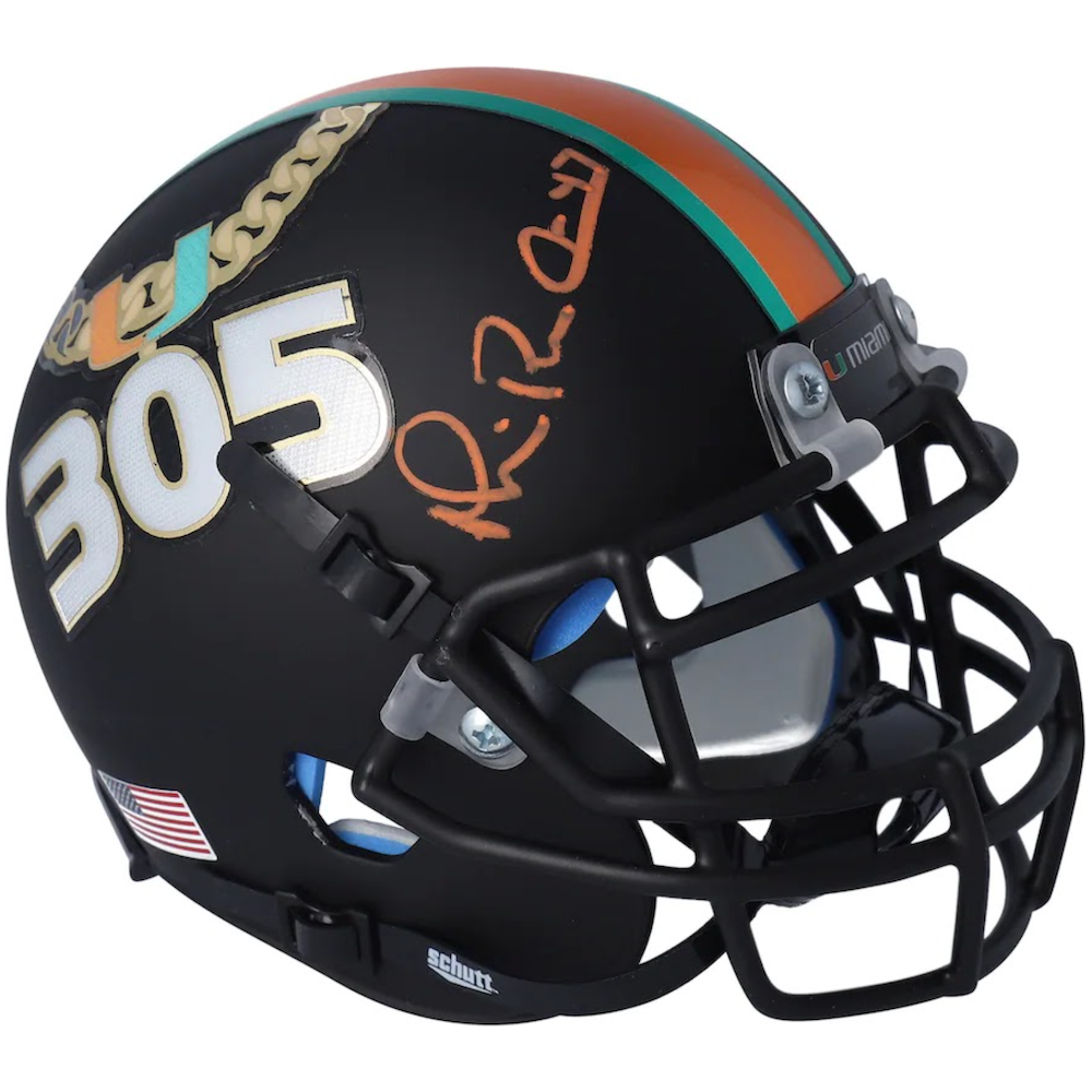 MICHAEL IRVIN Autographed Miami Hurricanes Turnover Chain Schutt Mini Helmet FANATICS