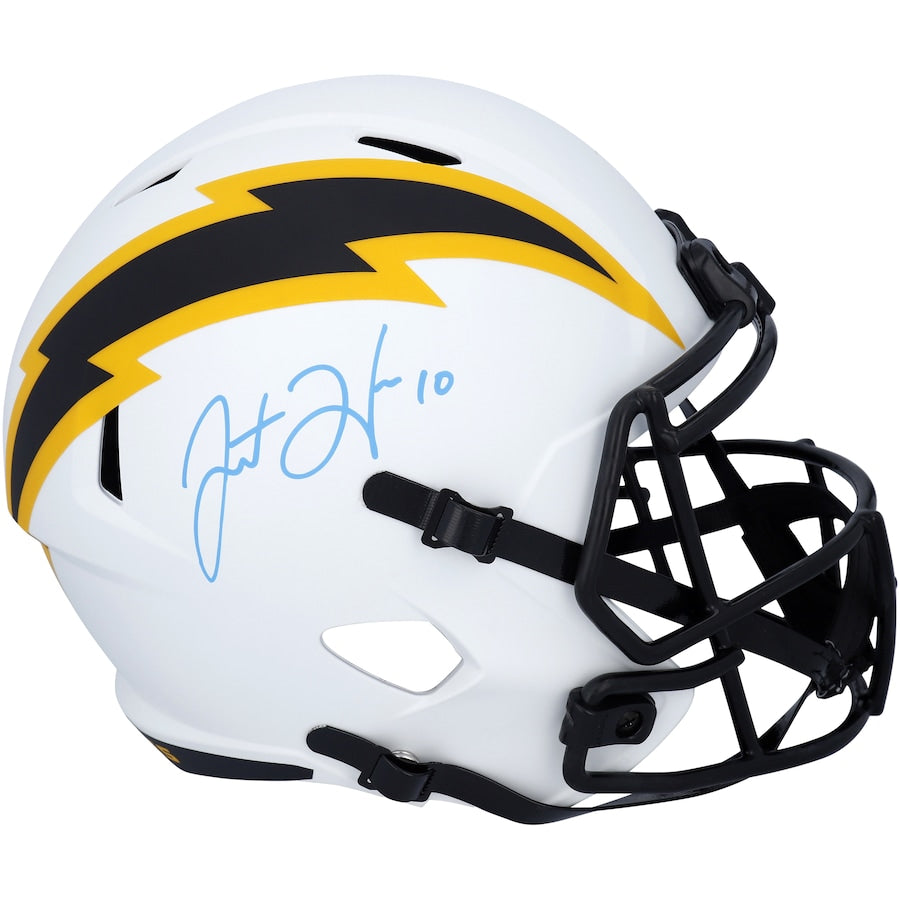 JUSTIN HERBERT Autographed Chargers Lunar Eclipse Full Size Helmet FANATICS
