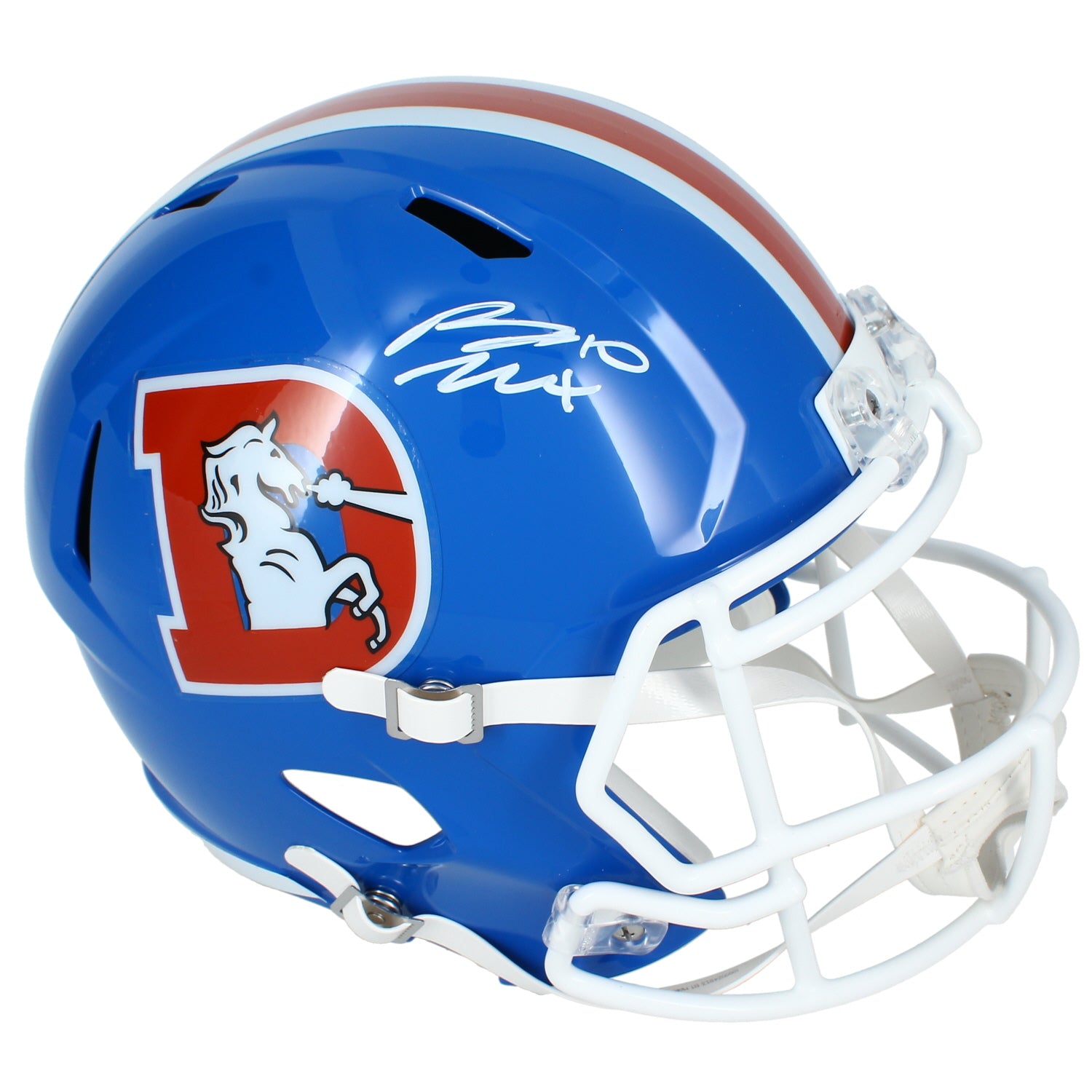 Bo Nix Autographed Denver Broncos 1975-96 Throwback Speed Full Size Helmet Beckett