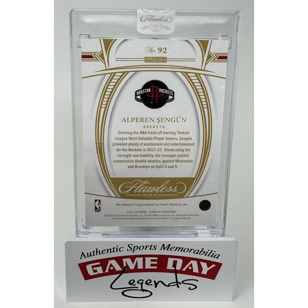 Alperen Sengun Rockets 2021-22 Panini Flawless RC Trading Card LE 3/3
