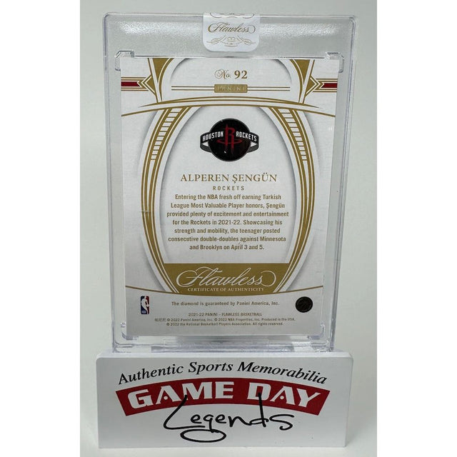 Alperen Sengun Rockets 2021-22 Panini Flawless RC Trading Card LE 3/3