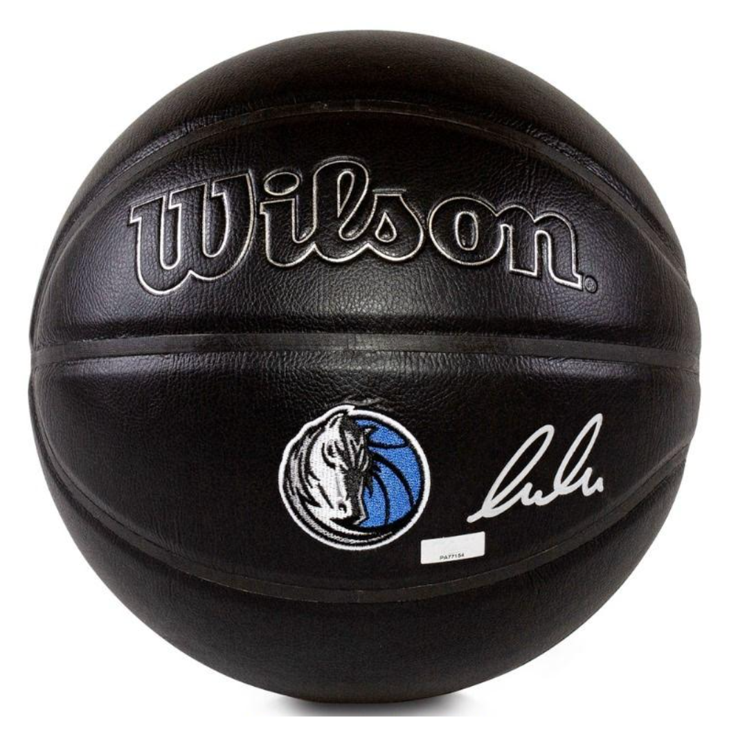 Luka Doncic Autographed Dallas Mavericks Wilson Team Premier Black Basketball Panini