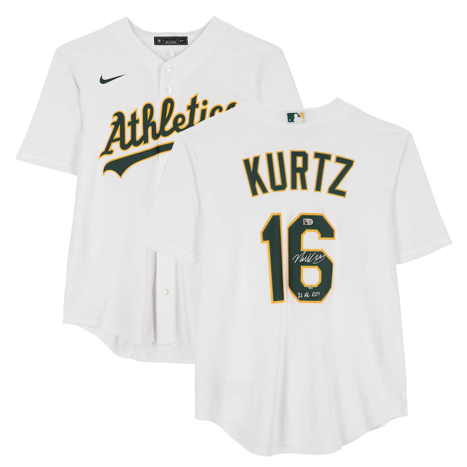 Nick Kurtz Autographed "25 AL ROY" Oakland Athletics Nike White Replica Jersey Fanatics