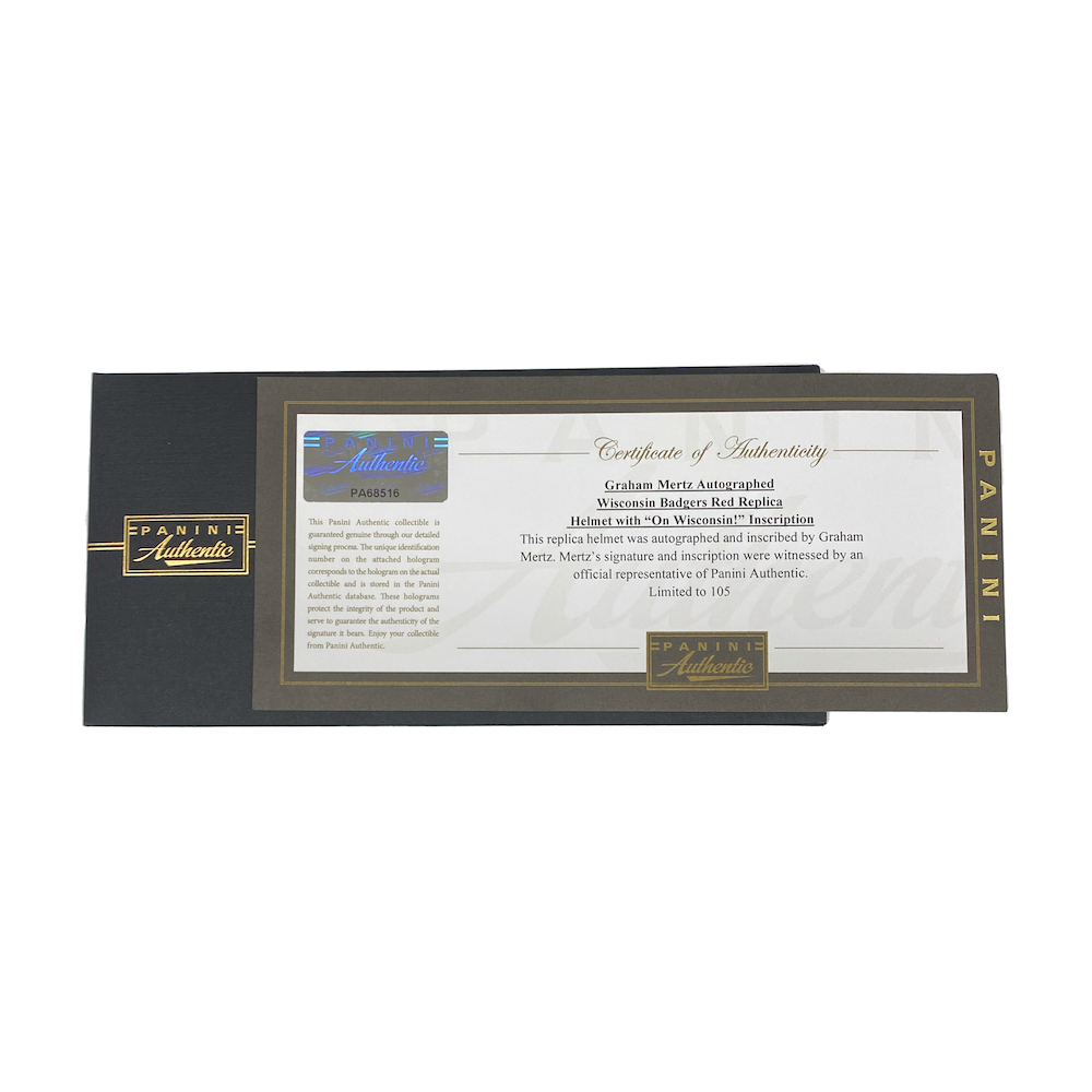 GRAHAM MERTZ Autographed "On Wisconsin" Full Size Badgers Helmet PANINI LE 105