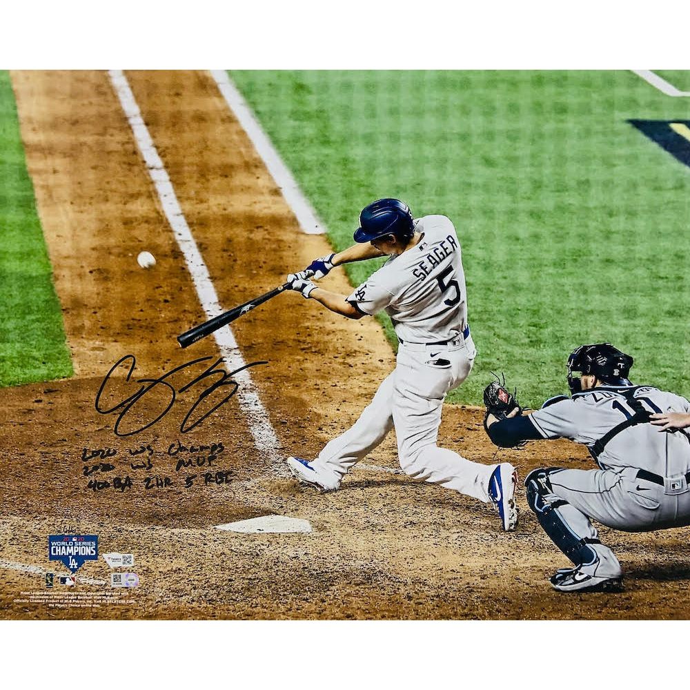 COREY SEAGER Autographed Los Angeles Dodgers WS Statistic 16" x 20" Photograph FANATICS LE 6/6