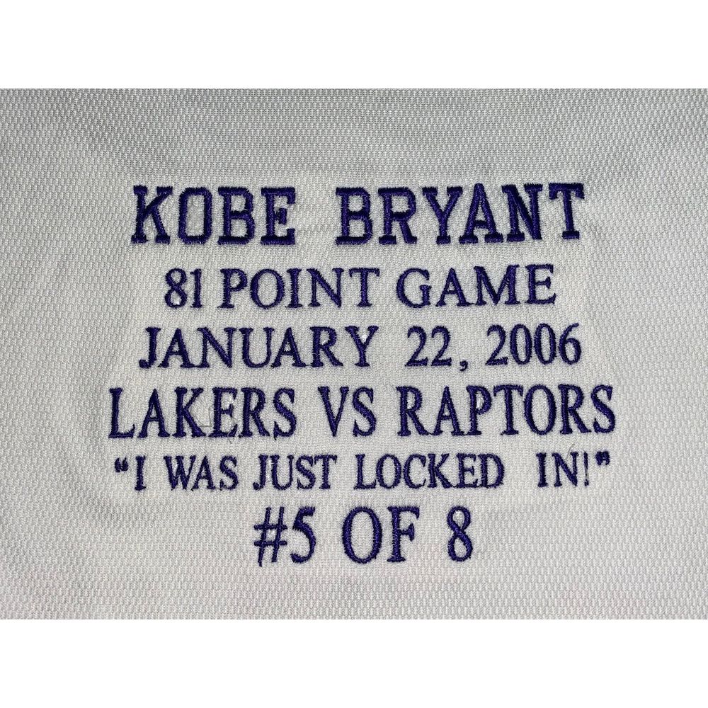 KOBE BRYANT Autographed '81 Point Game' Emb. Authentic Los Angeles Lakers Jersey UDA LE 5/8