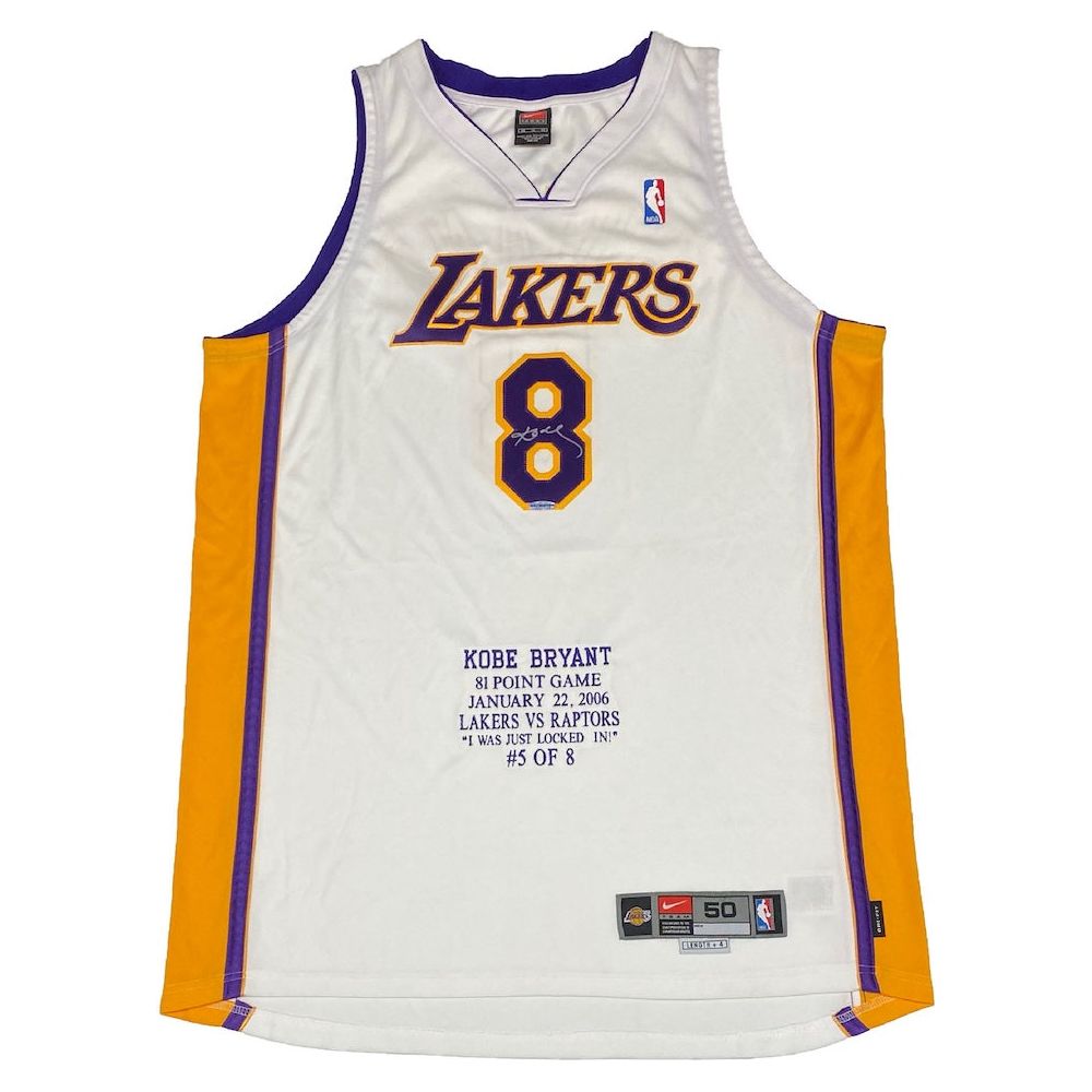 KOBE BRYANT Autographed '81 Point Game' Emb. Authentic Los Angeles Lakers Jersey UDA LE 5/8