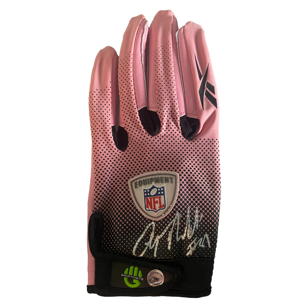 Anquan Boldin Autographed Pink Gryptonite Glove Premier COA / Hologram