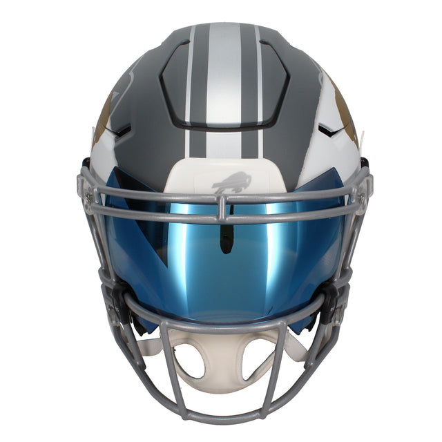 Josh Allen Autographed Ripped Bills Authentic Speed Flex Slate Helmet Beckett