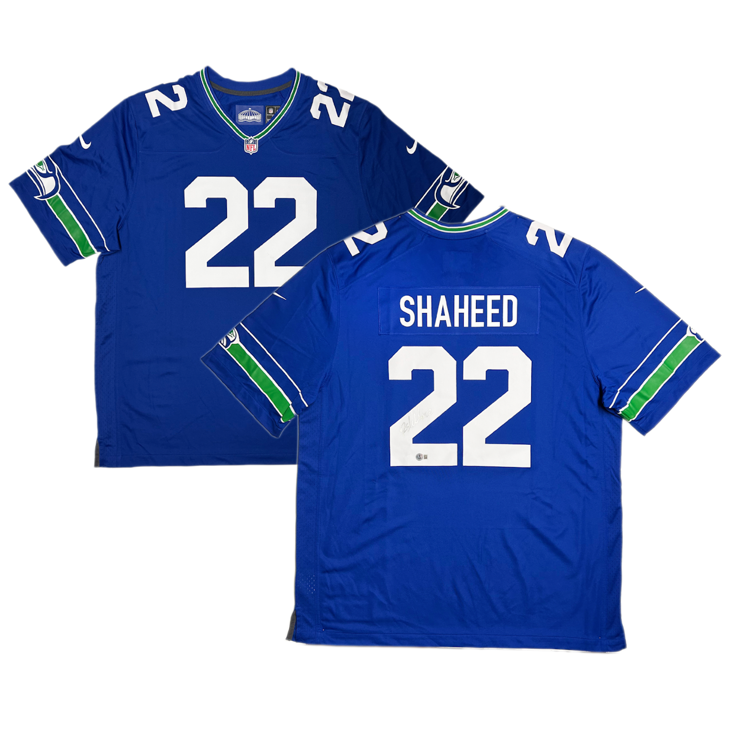 Rashid Shaheed Autographed (Silver) Seahawks Nike Royal Blue Game Jersey Beckett