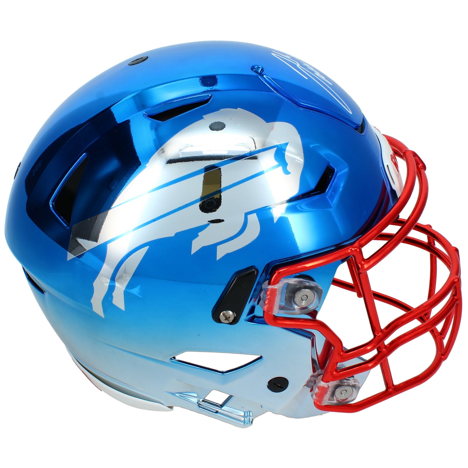 Josh Allen Autographed Buffalo Bills Blue Custom Chrome Inlay SpeedFlex Authentic Helmet with Red Facemask Beckett