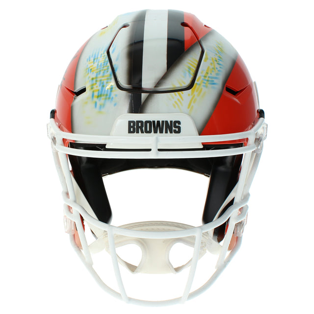 Myles Garrett Autographed Los Angeles Rams/Cleveland Browns White/Orange Custom Painted Authentic Helmet Beckett