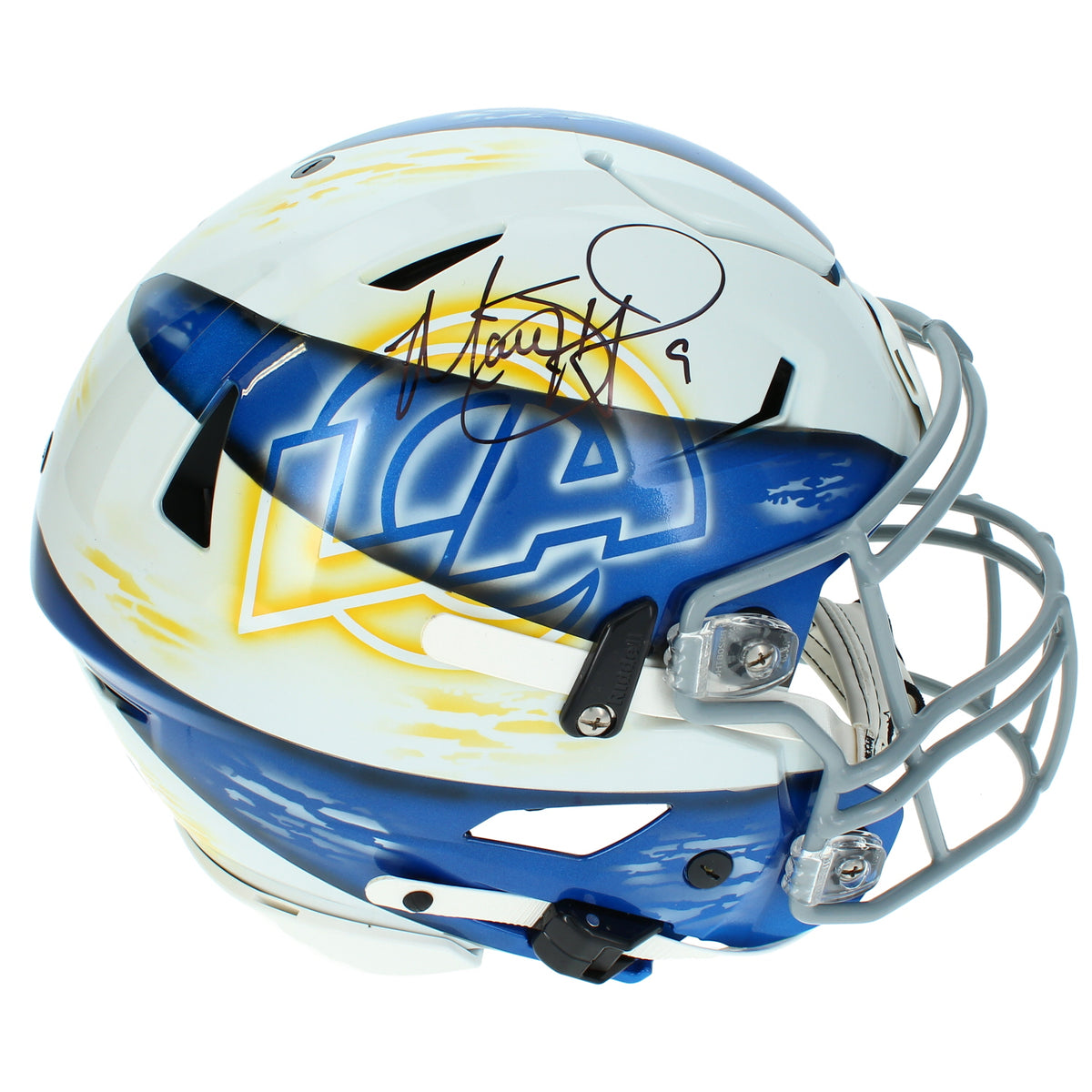 Matthew Stafford Autographed Los Angeles Rams Blue/White Custom Painted RIPPED Speedflex Authentic Helmet Beckett