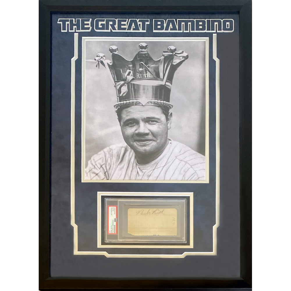 BABE RUTH Yankees 16" x 20" Photograph Framed Authentic Cut Signature PSA/DNA