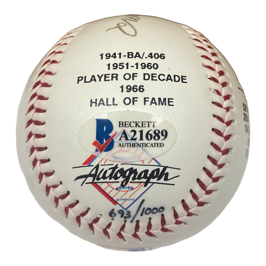 TED WILLIAMS Autographed Boston Red Sox Stat Mural Baseball BECKETT LE 1000