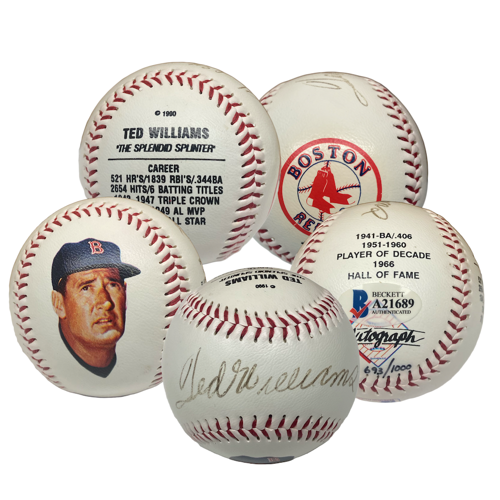 TED WILLIAMS Autographed Boston Red Sox Stat Mural Baseball BECKETT LE 1000