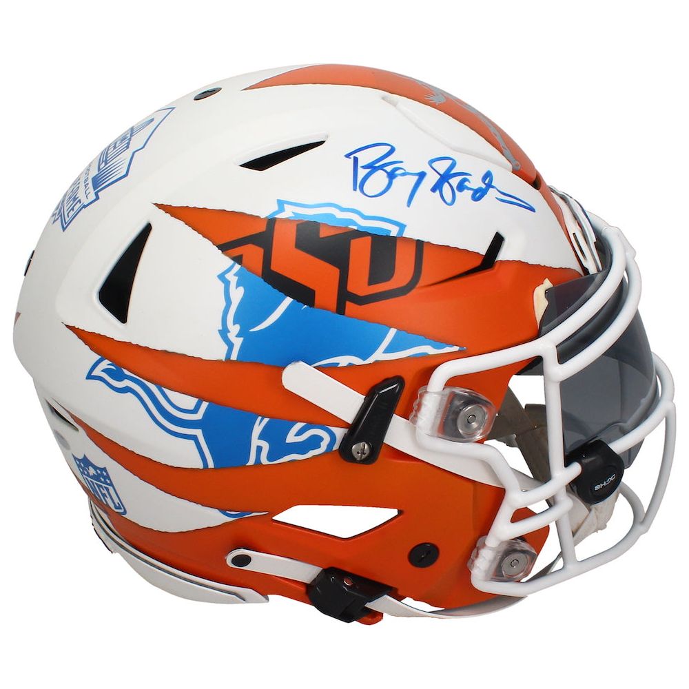 Barry Sanders Autographed FSM Ripped OSU / Lions Speed Flex Helmet Schwartz Holo