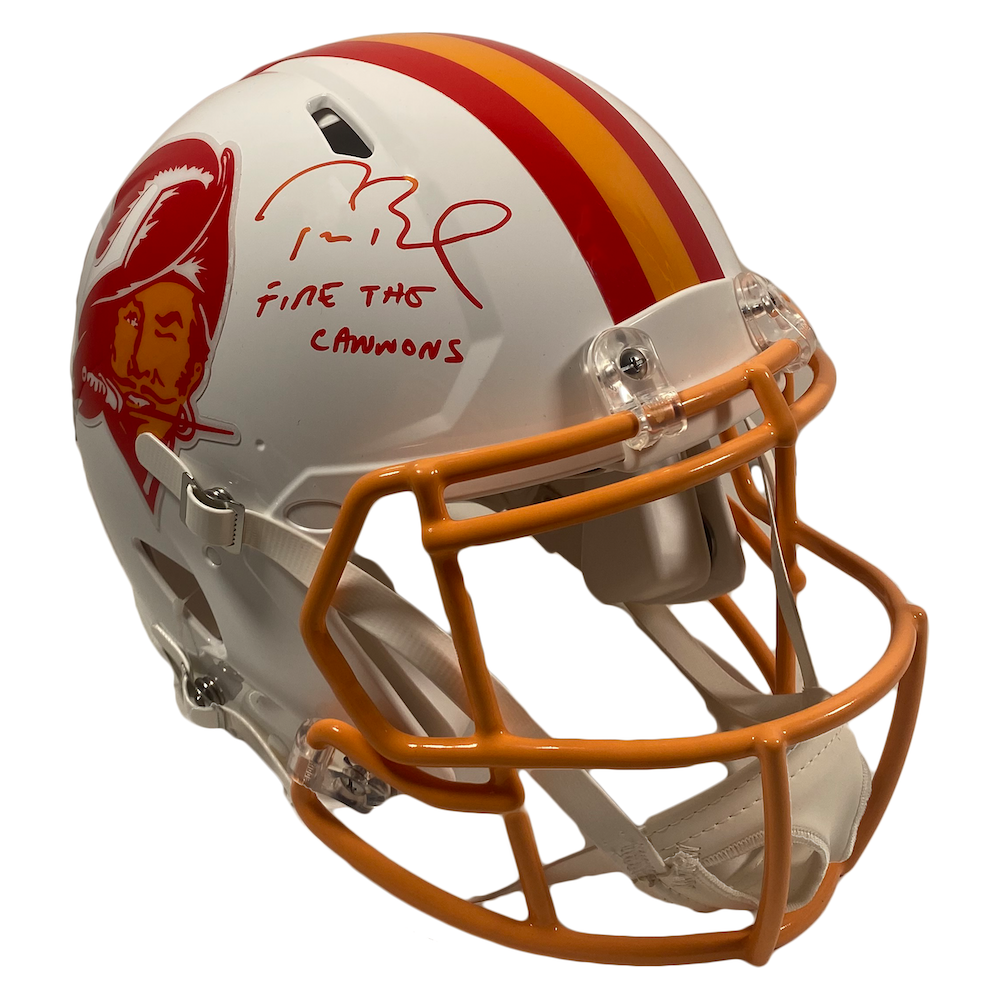 TOM BRADY Autographed "Fire The Cannons" Authentic Bucs Helmet FANATICS LE 12/12