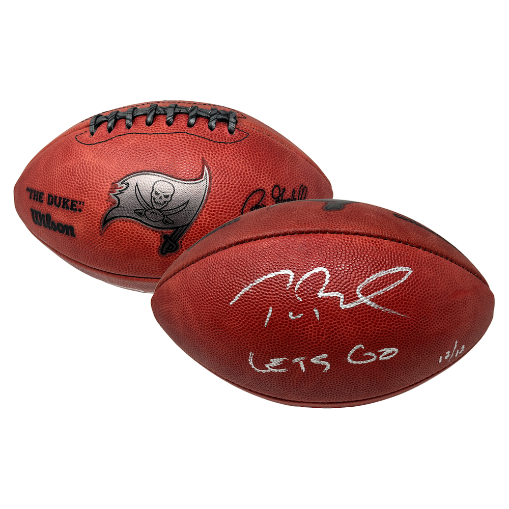 TOM BRADY Autographed "Let's Go" Bucs Metallic Logo Football FANATICS LE 12/12