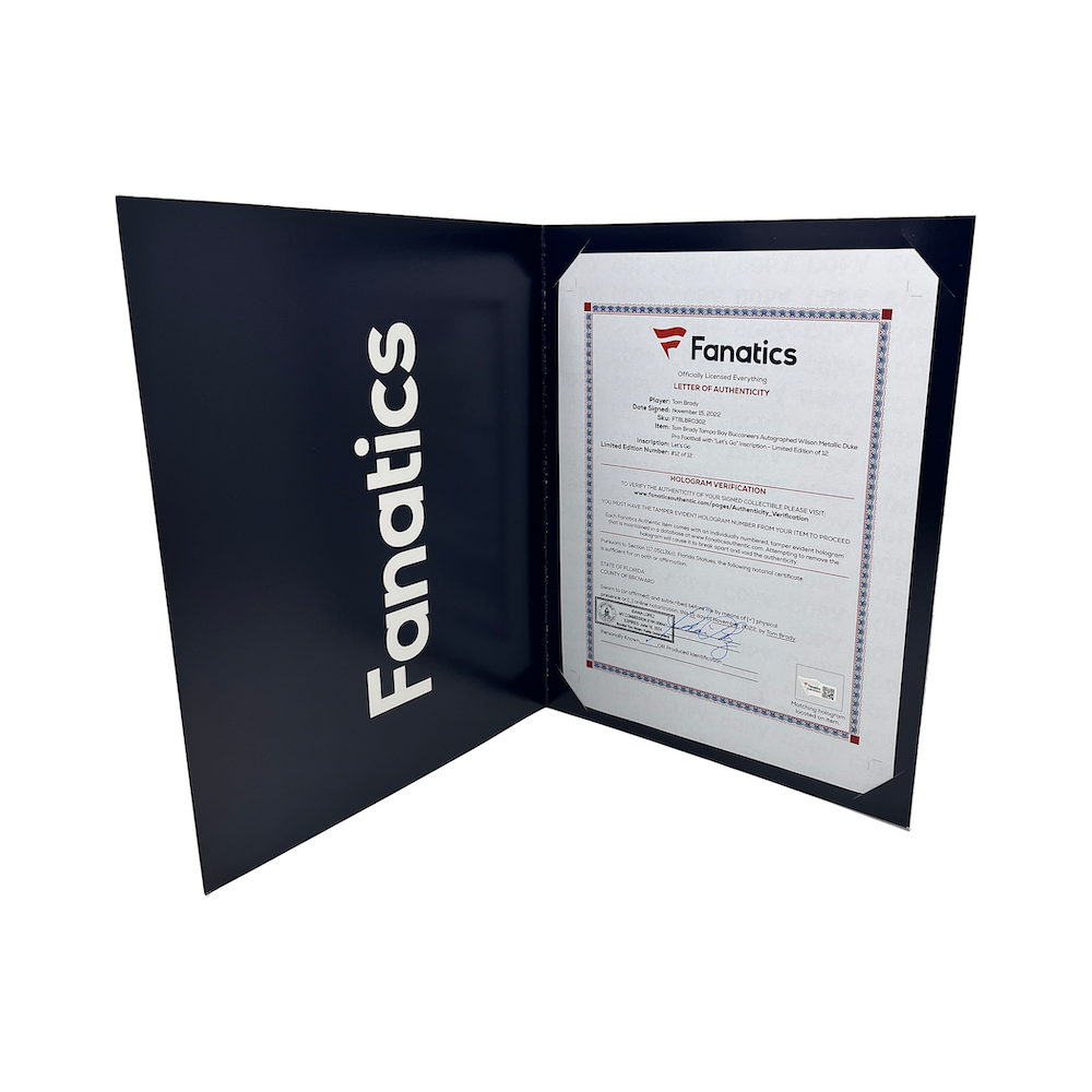 TOM BRADY Autographed "Let's Go" Bucs Metallic Logo Football FANATICS LE 12/12