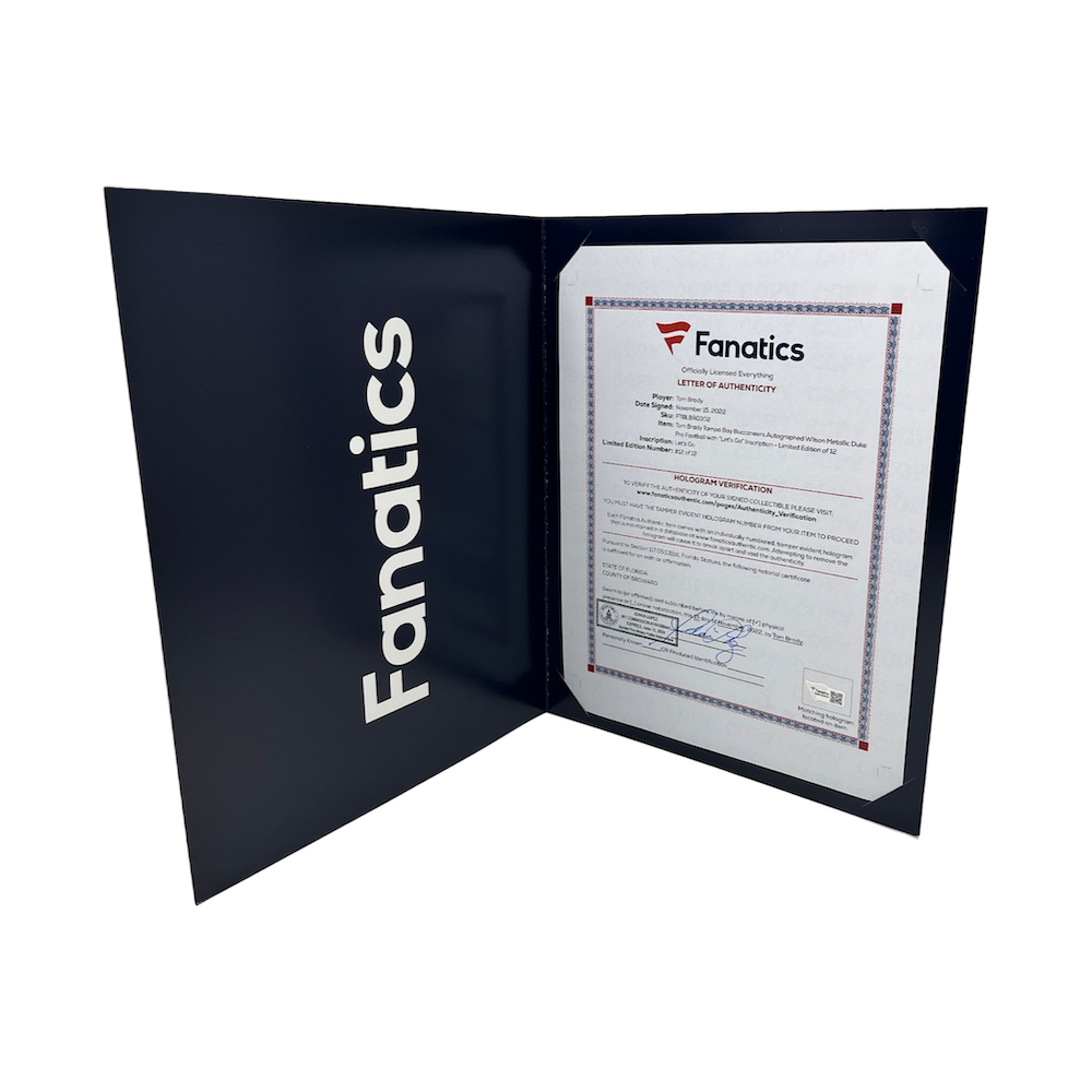 TOM BRADY Autographed "Let's Go" Bucs Metallic Logo Football FANATICS LE 1/12