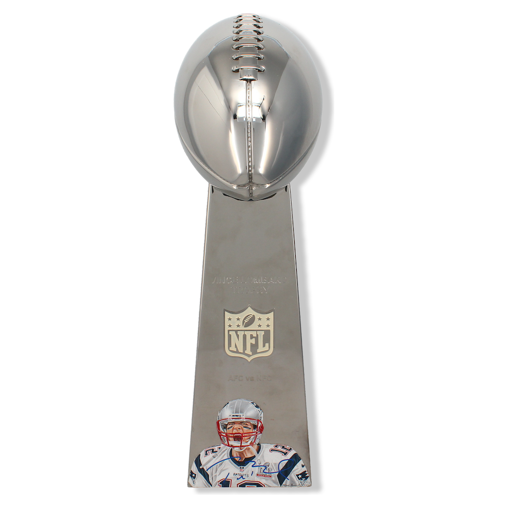 Tom Brady Autographed Patriots Painted Lombardi Trophy Beckett LE 2/12