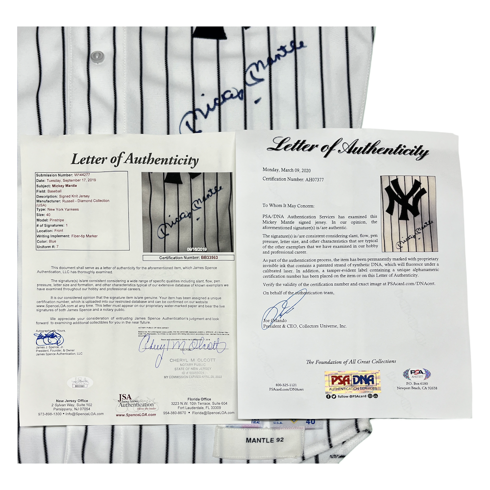MICKEY MANTLE Autographed New York Yankees Diamond Collection Jersey PSA / JSA