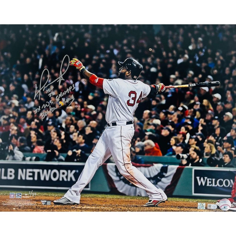 DAVID ORTIZ Autographed Boston Red Sox"3x WS Champs, HOF 22" 16" x 20" Photo FANATICS LE 1/34