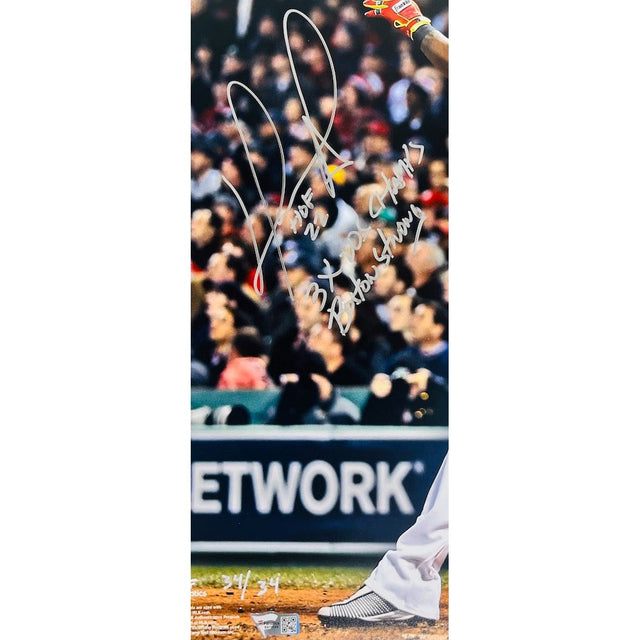 DAVID ORTIZ Autographed Boston Red Sox "3x WS Champs, HOF 22" 16" x 20" Photo FANATICS LE 34/34